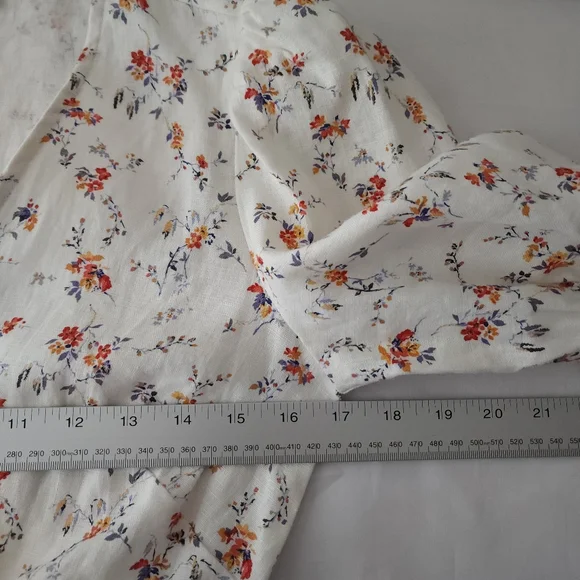 Reformation Carmelo Gabrielle Linen Floral Wrap Mini Dress Small - Picture 6 of 7